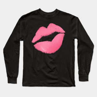 Fun pink lipstick kiss print Long Sleeve T-Shirt